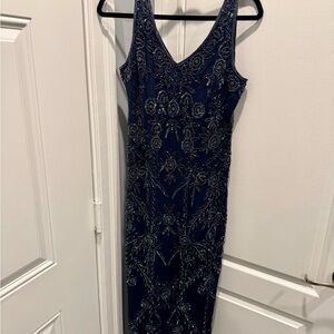 Pisarro Nights Midnight Blue Embellished Midi Dress